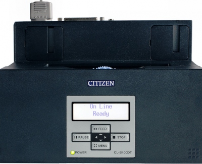 Tiskrna etiket CITIZEN CL-S400DT pohled na displej